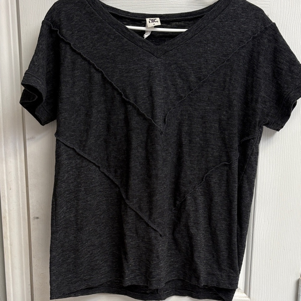 Sew In Love Black V-Neck Short Sleeve Tee